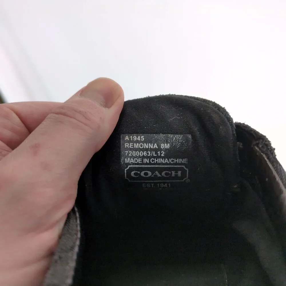 Coach Remonna Women's 8 Sneakers Driving Shoes Signature Jacquard & Black Suede - Picture 3 of 11